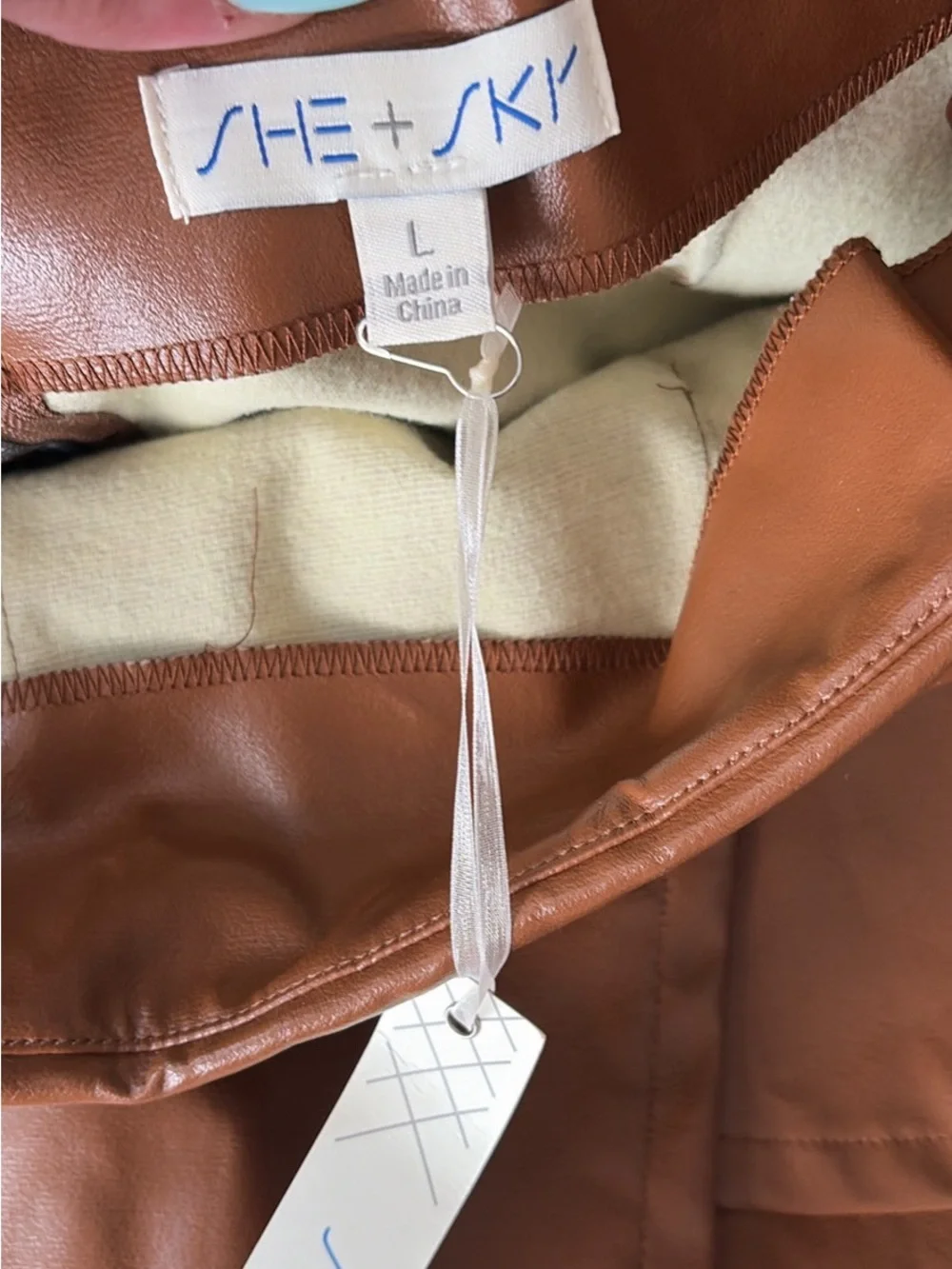 She + Sky Faux Leather Wrap Skort in Cognac